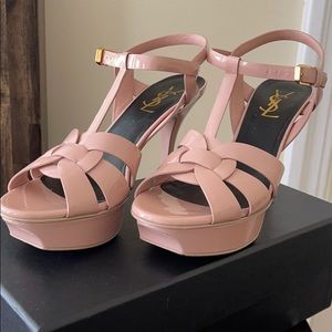 YSL Tribute Sandals, Nude Rose, Size 8
